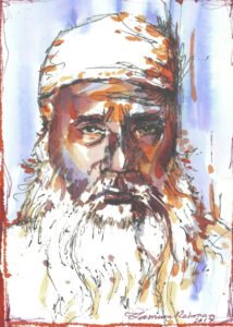 An expressive and fluid watercolor portrait by Tasnuva Rahman, highlighting the artist's skill in creating unique and personal commissioned art.
