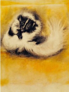A detailed animal portrait study by Houston artist Tasnuva Rahman, demonstrating her skill in capturing the unique spirit of a pet for a custom commissioned painting.