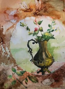 A soft and ethereal watercolor commission by Houston watercolor artist Tasnuva Rahman